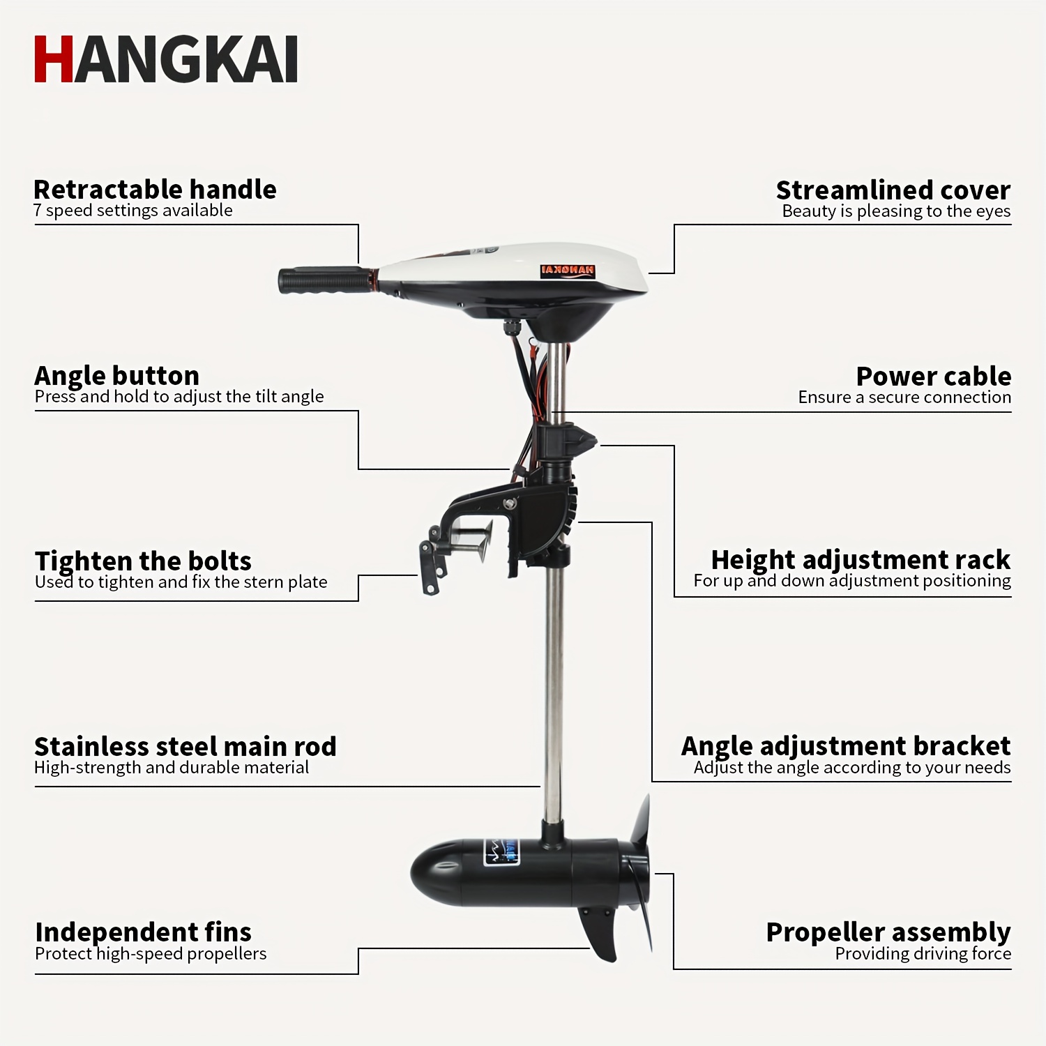 KOETSU HANGKAI Motor de arrast - Electric Outboard Motor 3Hp reseña y precio