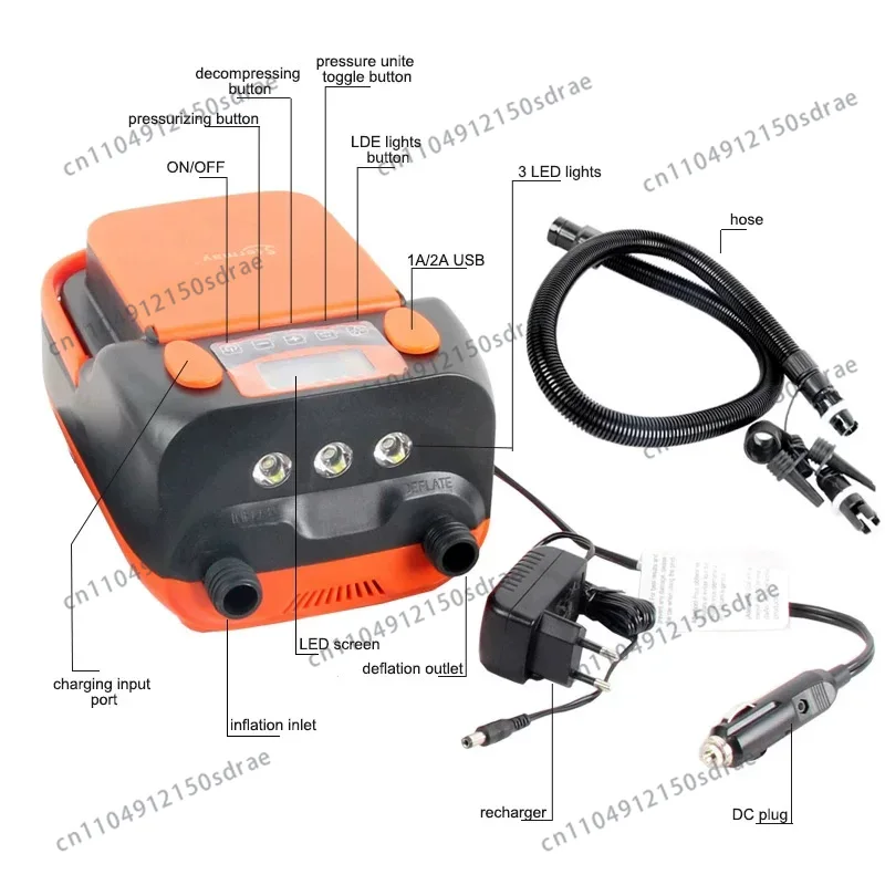 Bomba de Aire Eléctrica Recarg - Inflatable Boat Electric Pump reseña y precio