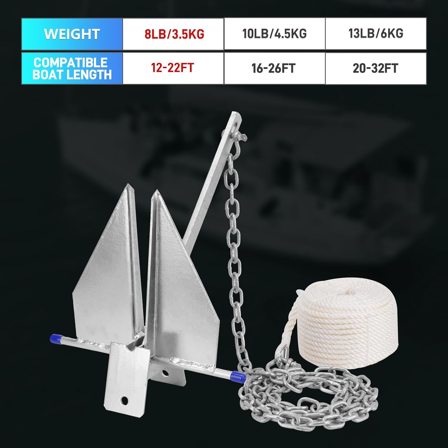 Kit de Anclas Resistentes para - Boat Anchor Kit Galvanized reseña y precio