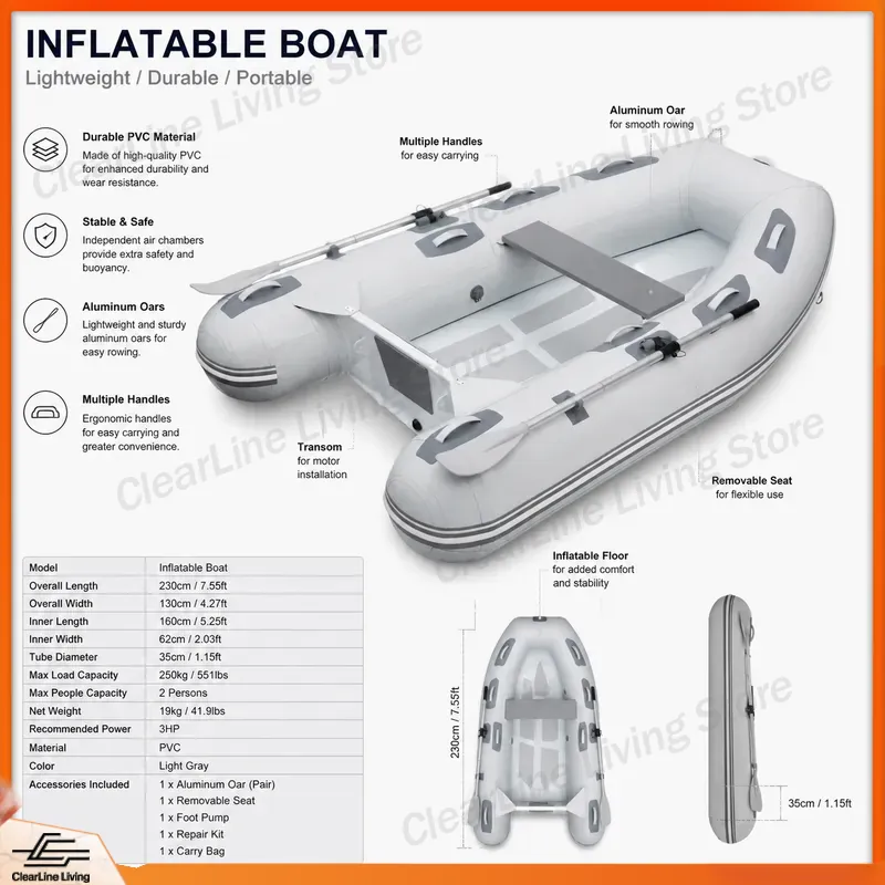 Bote Inflable Mini de 3.3M con - Inflatable Boat 3.3M Pvc reseña y precio